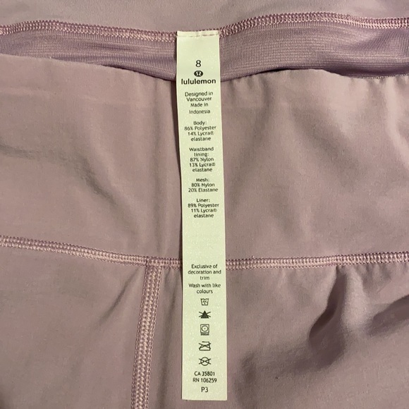 Size 8 lulu lemon running shorts - pretty lavender - Picture 3 of 7